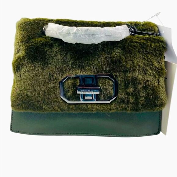 GREEN FUR TRIM CROSSBODY BAG BY NICOLE MILLER - Picture 1 of 6